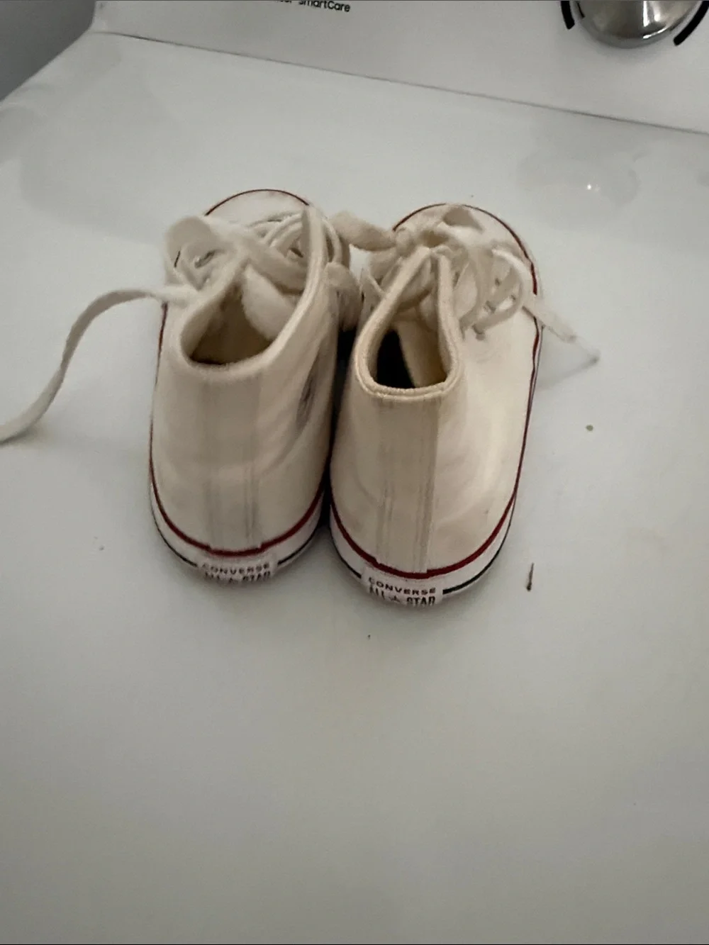 Converse Kids White High-Top Sneakers with Red Stripe